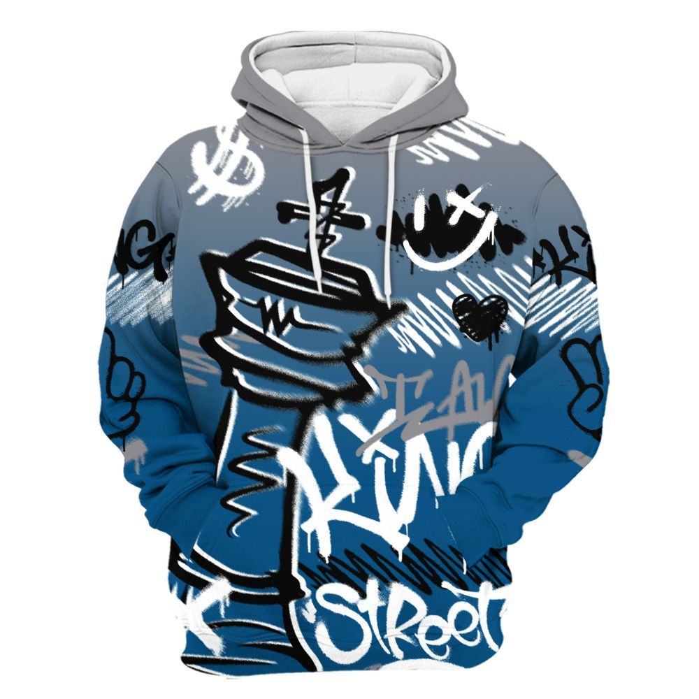 Hoodie To Match High OG True Blue 1s - Street King Chess Streetwear All Over Print