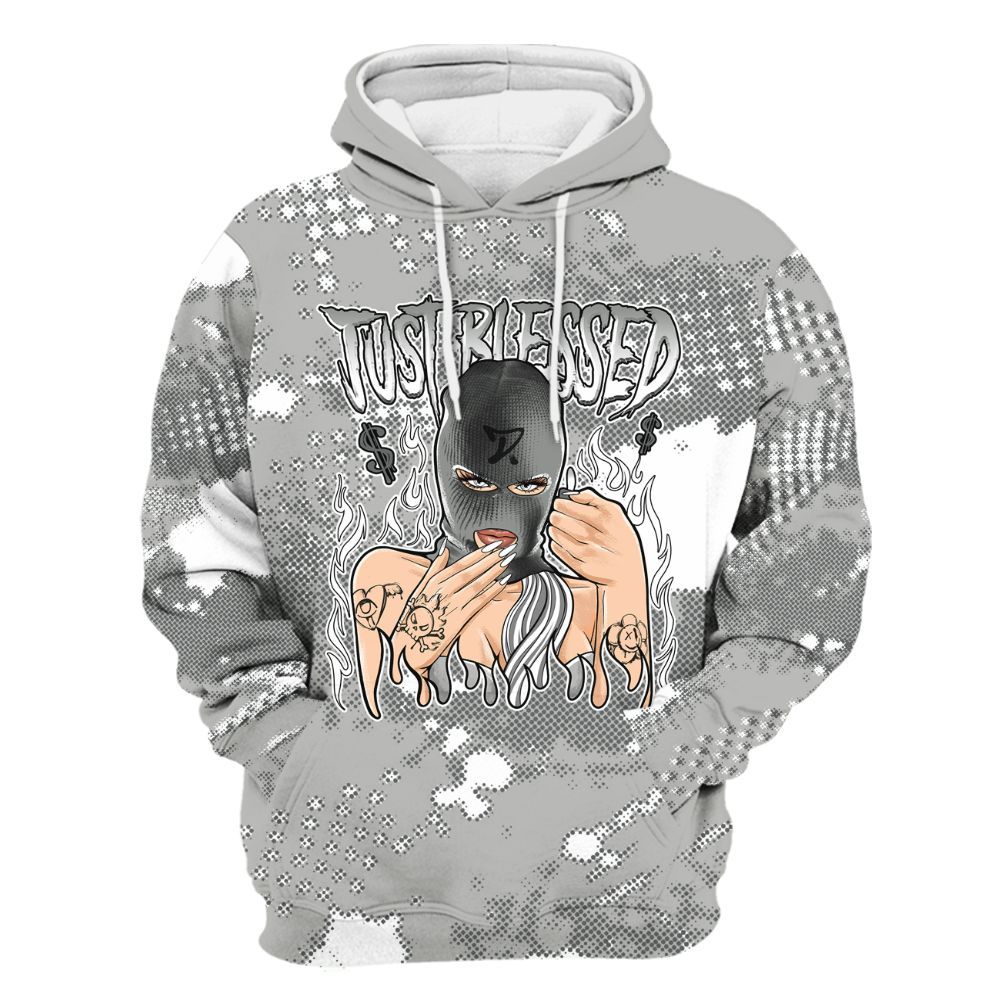 Hoodie To Match Paris Cement Grey 4s - Blessed!! Smoke Dot All Over Print