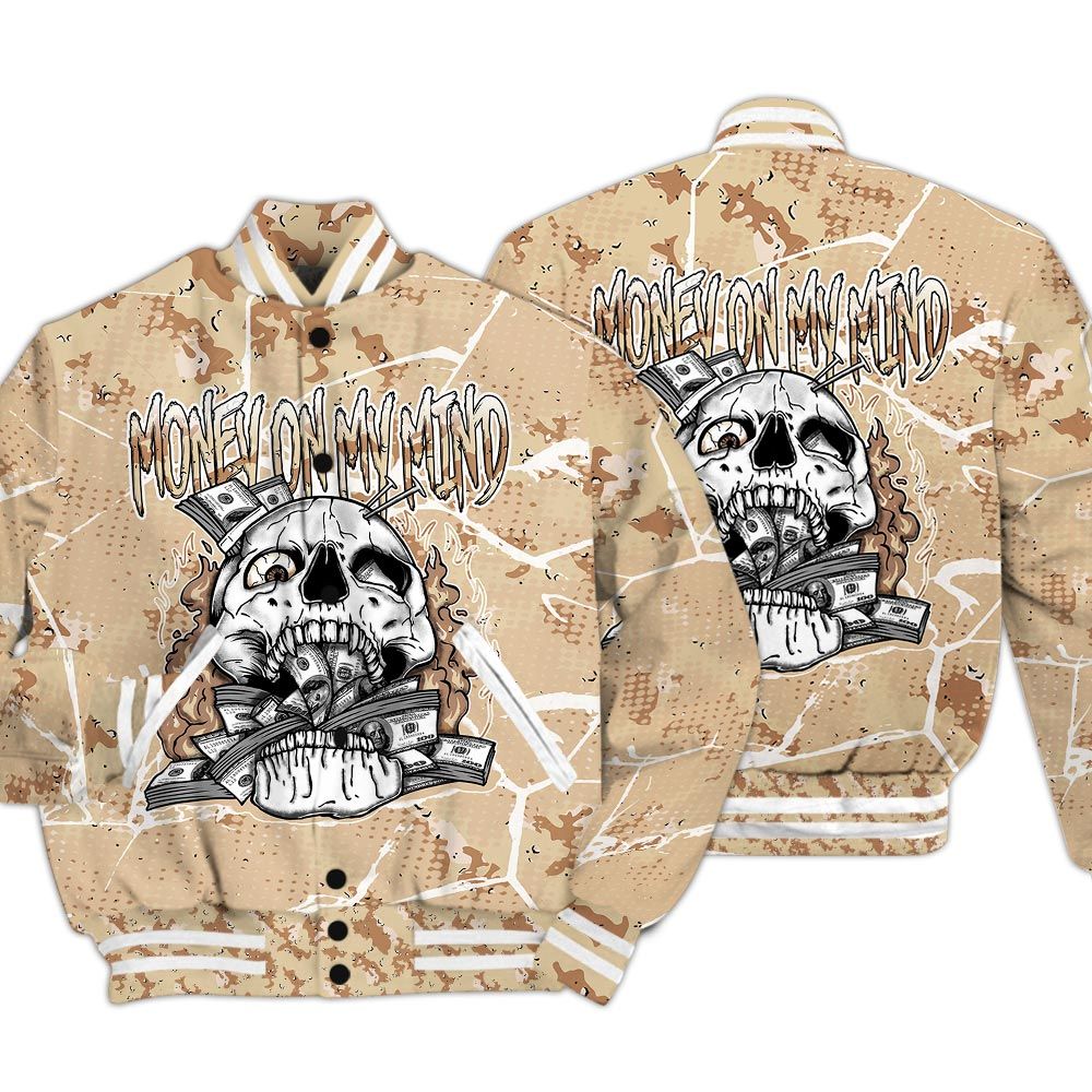 Varsity Jacket To Match Desert Camo 3s - MOMM Skeleton Crack Varsity Jacket Unisex