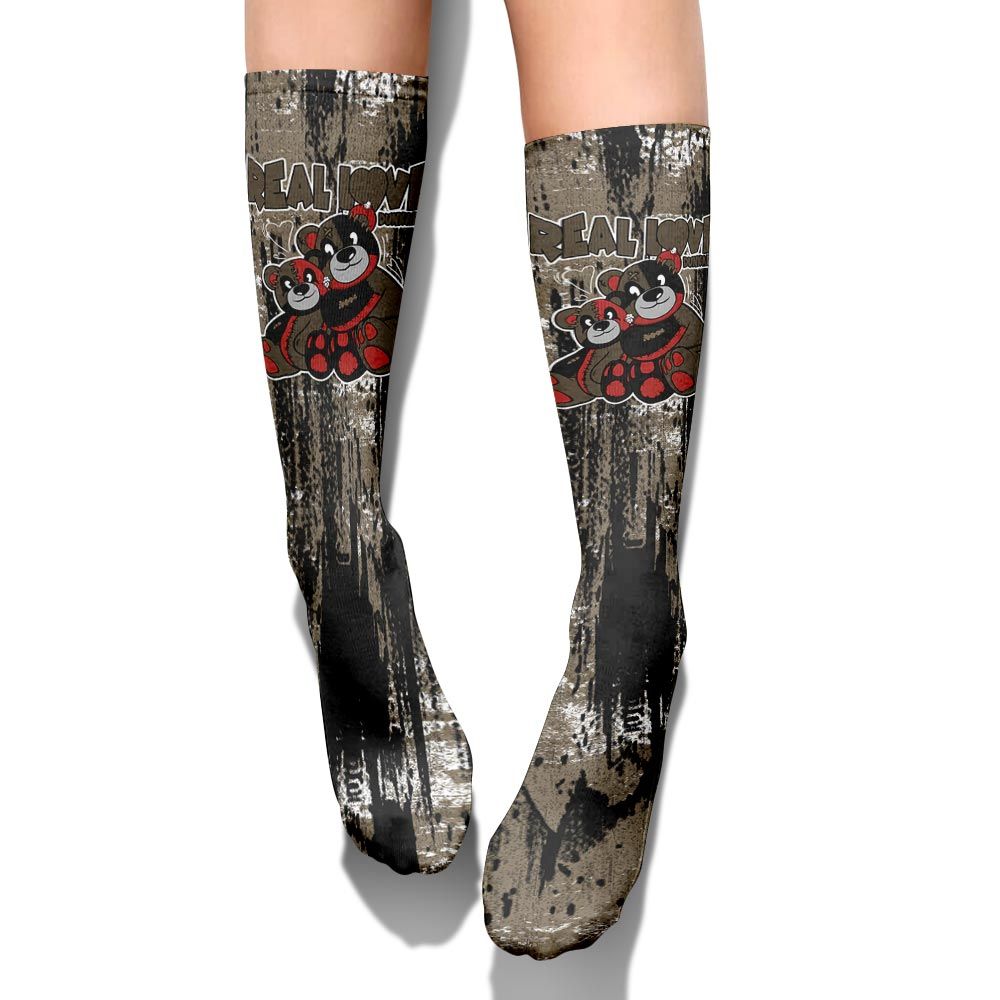 Sock To Match Olive 9s - Sincere Fondness Bear Graphic Unisex