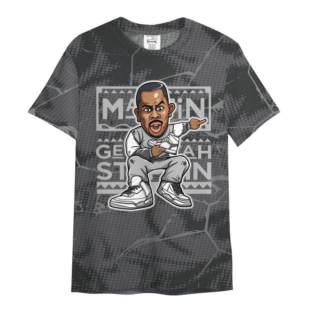 Shirt To Match White Thunder 4s - Get Tag Sneakers Steppin' Graphic Crack All Over Print