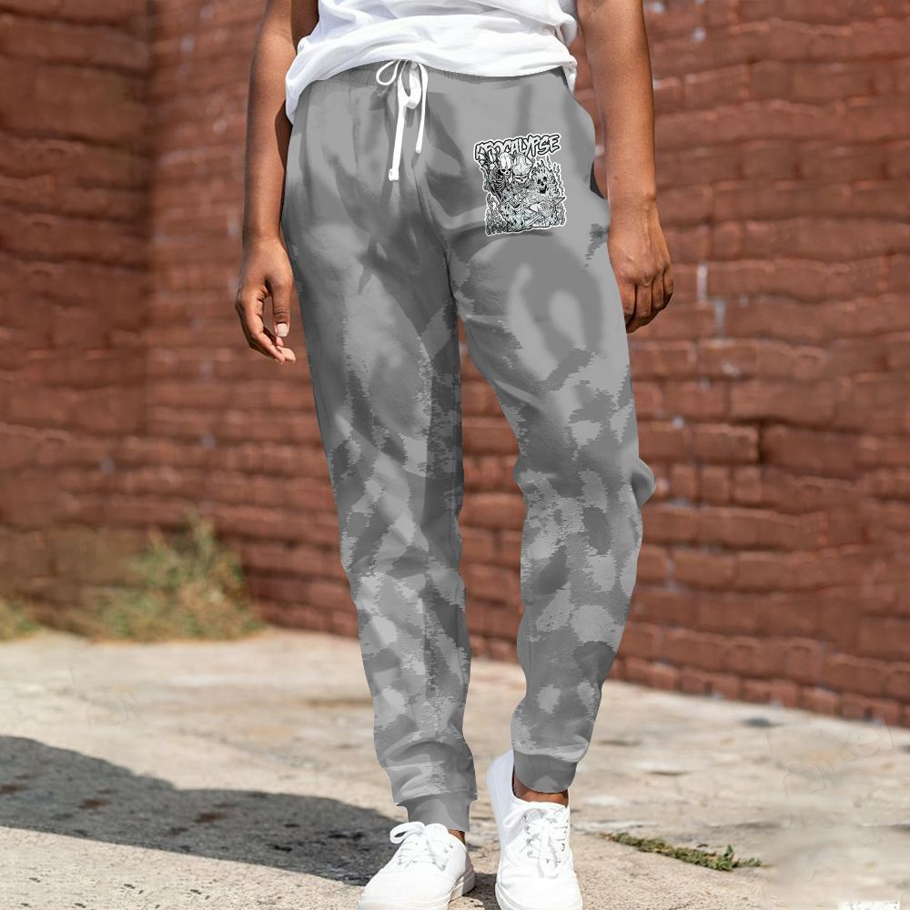 Sweatpant To Match Black Wolf Grey 12s - Apocalypse Skeleton Burn All Over Print