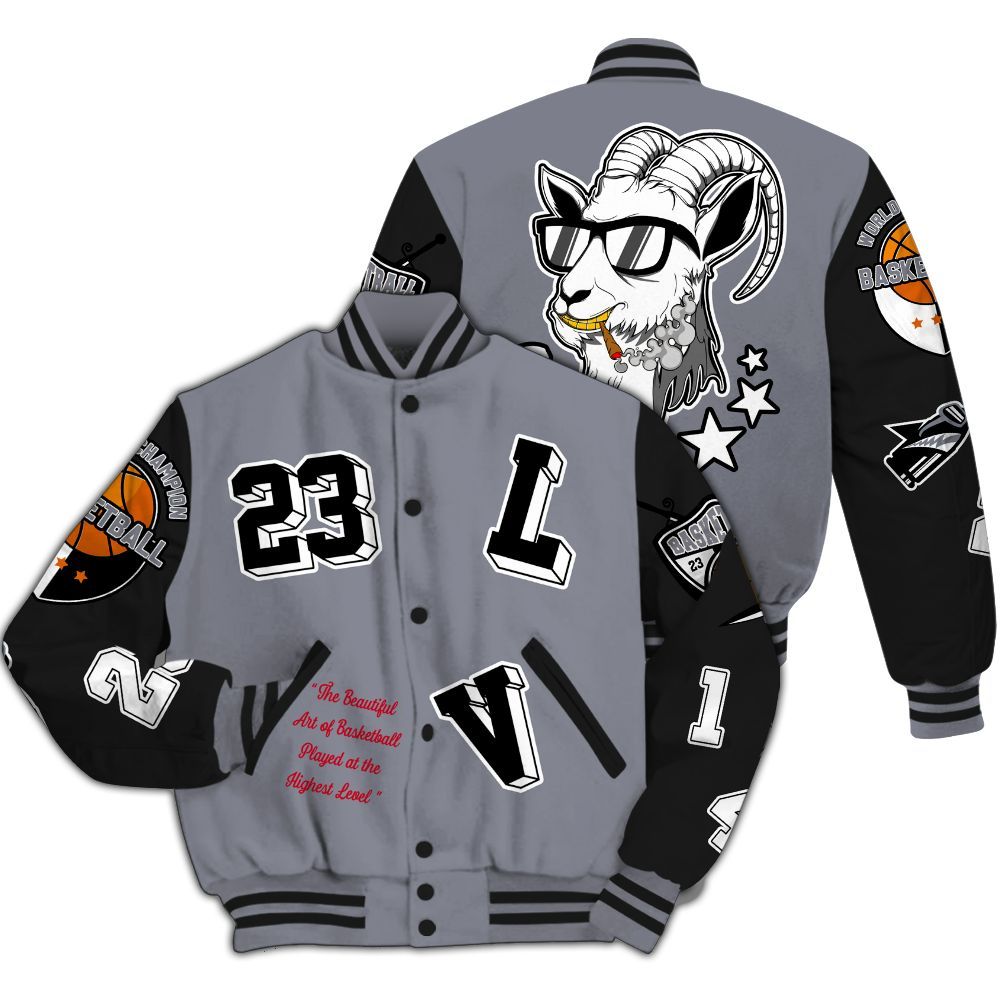 Varsity Jacket To Match Retro Black Flint 13s - The GOAT Got Em Streetwear All Over Print