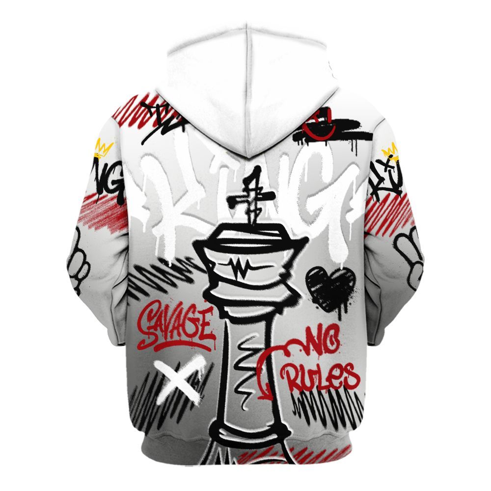 Hoodie To Match Metallic Silver 14s - Street King Chess Streetwear All Over Print