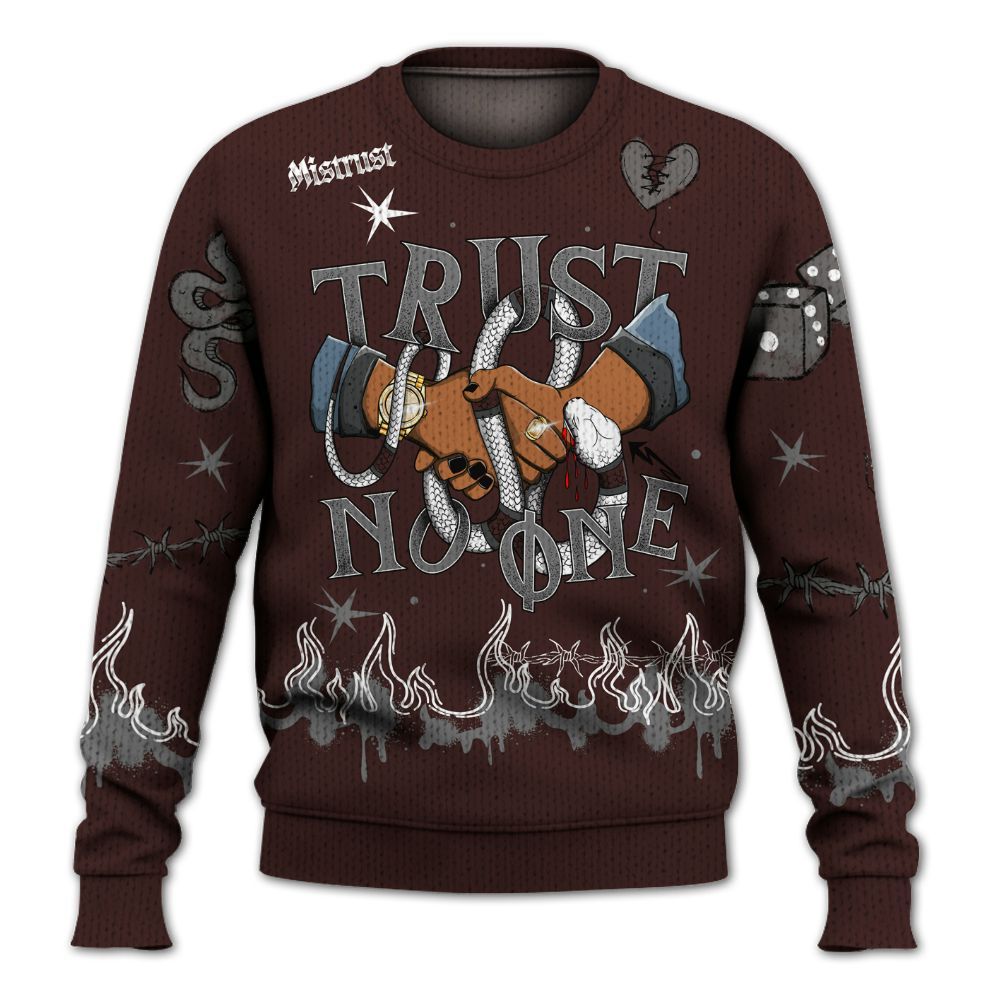 Knitted Sweater To Match Burgundy 5s - Trust No One Snake-Bite Doodle Crayon