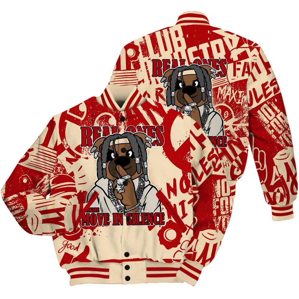 Varsity Jacket To Match Dunk Low Strawberry Waffle Shirt - Silent Achievers Bear Monogram Graffiti All Over Print