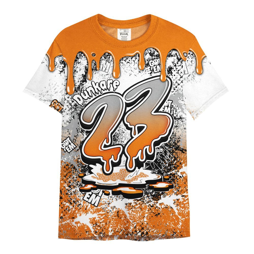 Shirt To Match Orange Citrus 3s - Dripping 23 Drip All Over Print