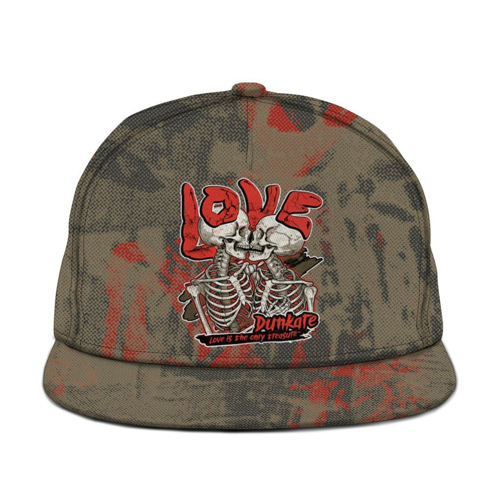 Snapback To Match Olive 9s - Skull Love Graphic