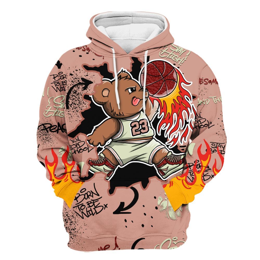 Hoodie To Match Valentines Day 3s - Number 23 Basketball Bear Custom Name All Over Print
