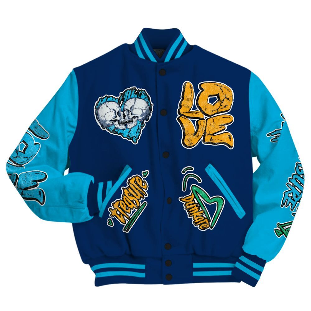 Varsity Jacket To Match Dunk Low GS Electric Algae - Skull Bear All Over Print