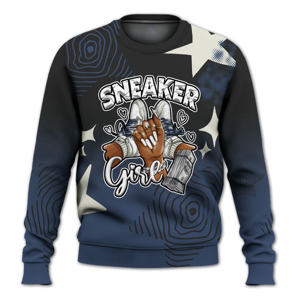 Sweatshirt To Match Diffused Blue 3s - Sneakerz Girlz Unique Starz All Over Print