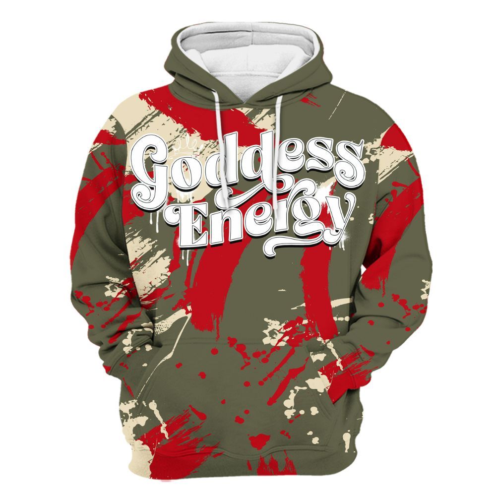 Hoodie To Match Low OG Medium Olive 1s - Goddess Energy Retro All Over Print