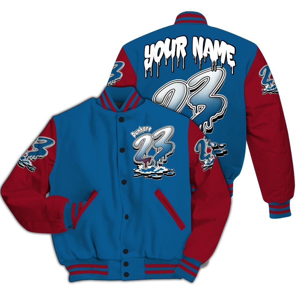 Varsity Jacket To Match Mid Team USA 1s - Custom Name 23 Drip All Over Print