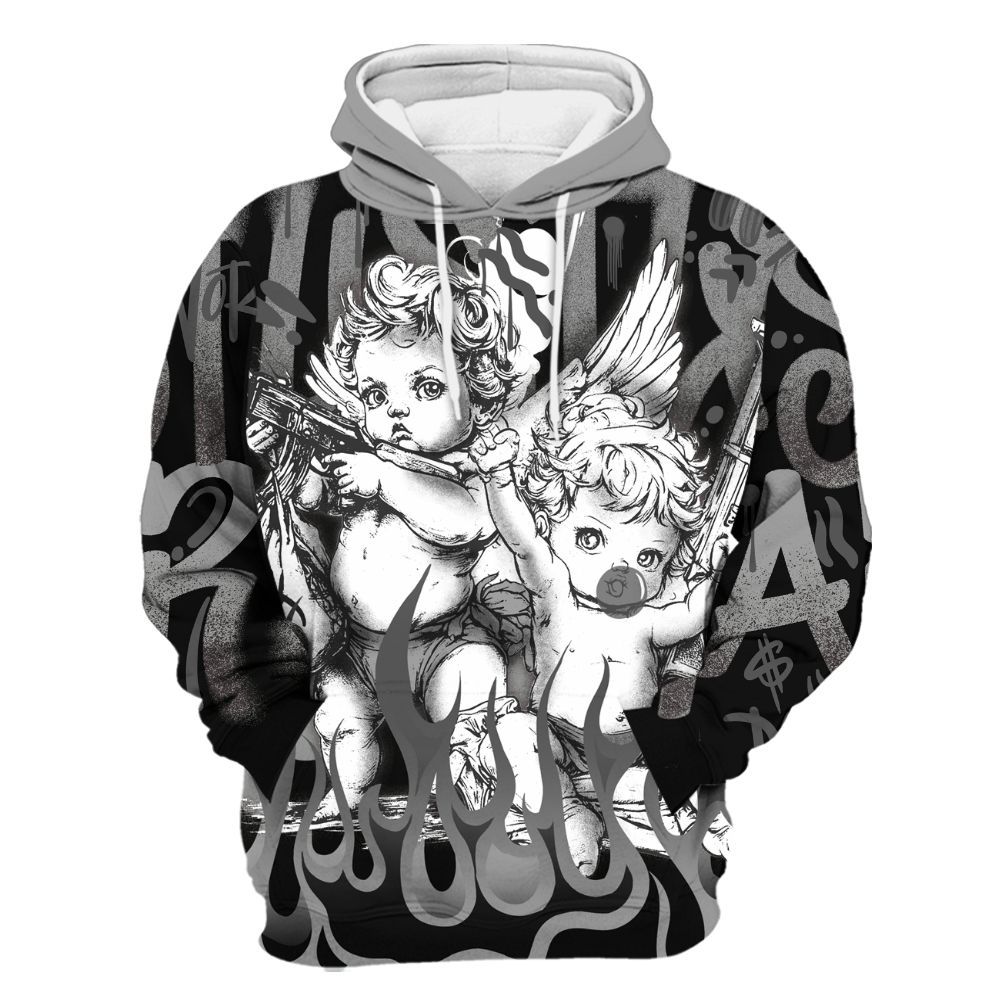 Hoodie To Match Black Wolf Grey 12s - Angel Hustle Hard All Over Print