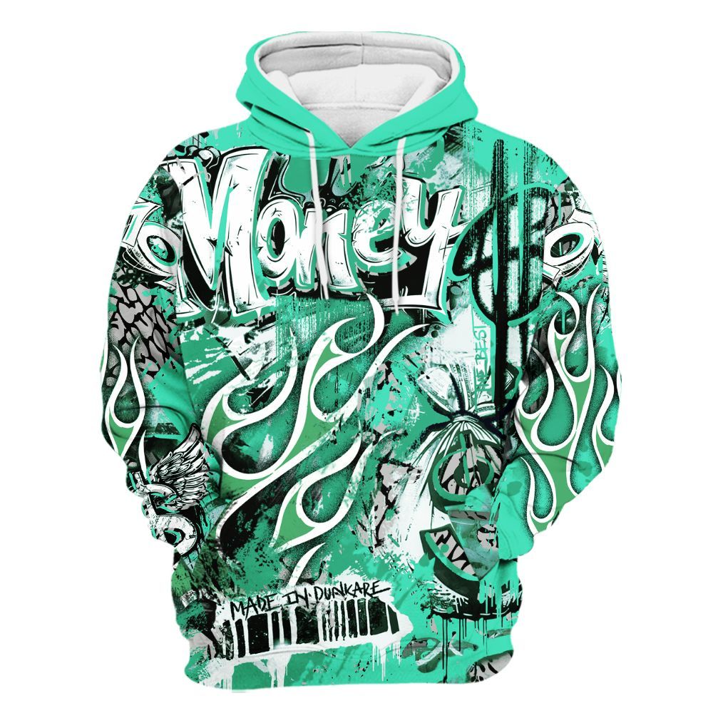 Hoodie To Match Black Green Glow 3s - The Best Money Green Glow 3s All Over Print