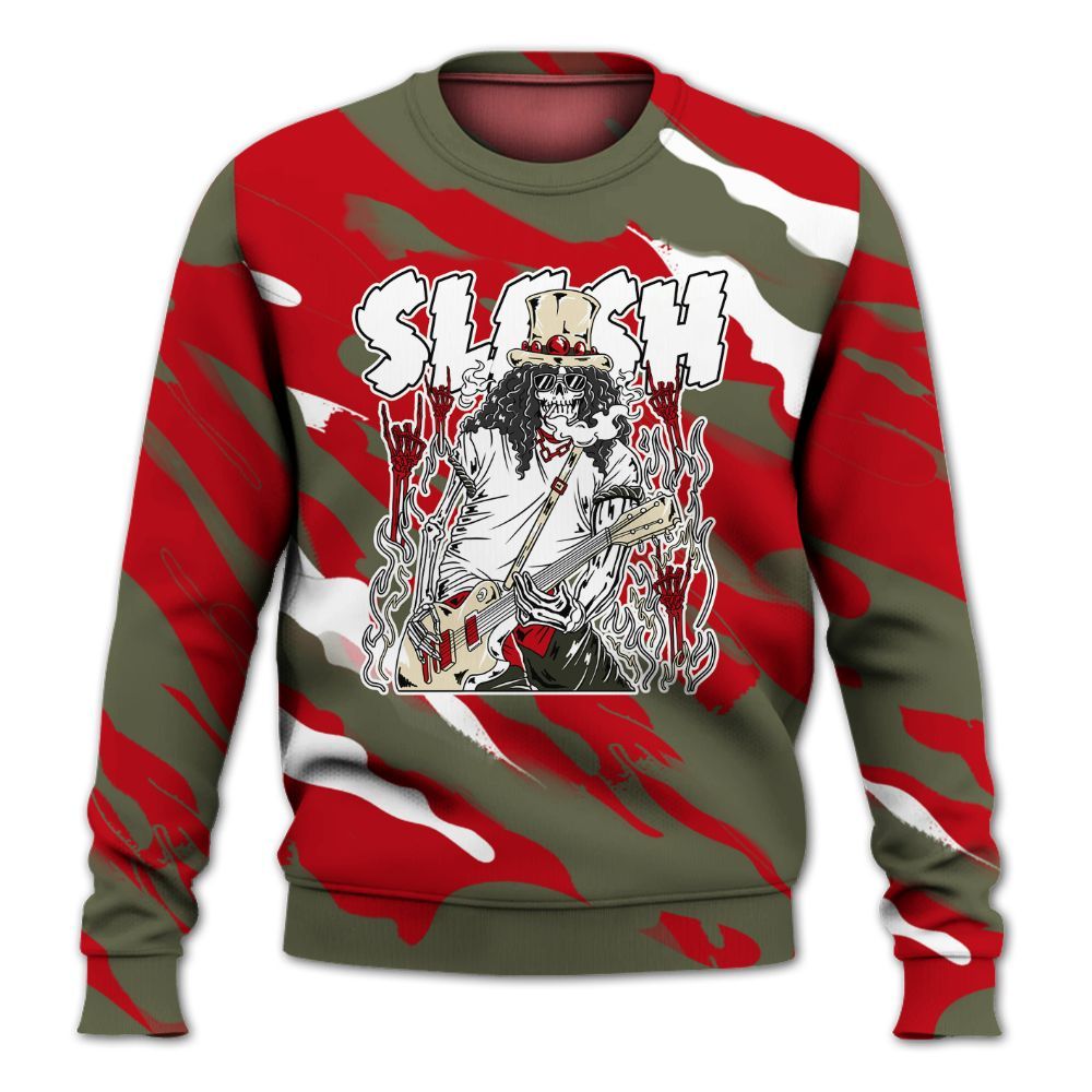Sweatshirt To Match Low OG Medium Olive 1s - Slash Skeleton Colored All Over Print