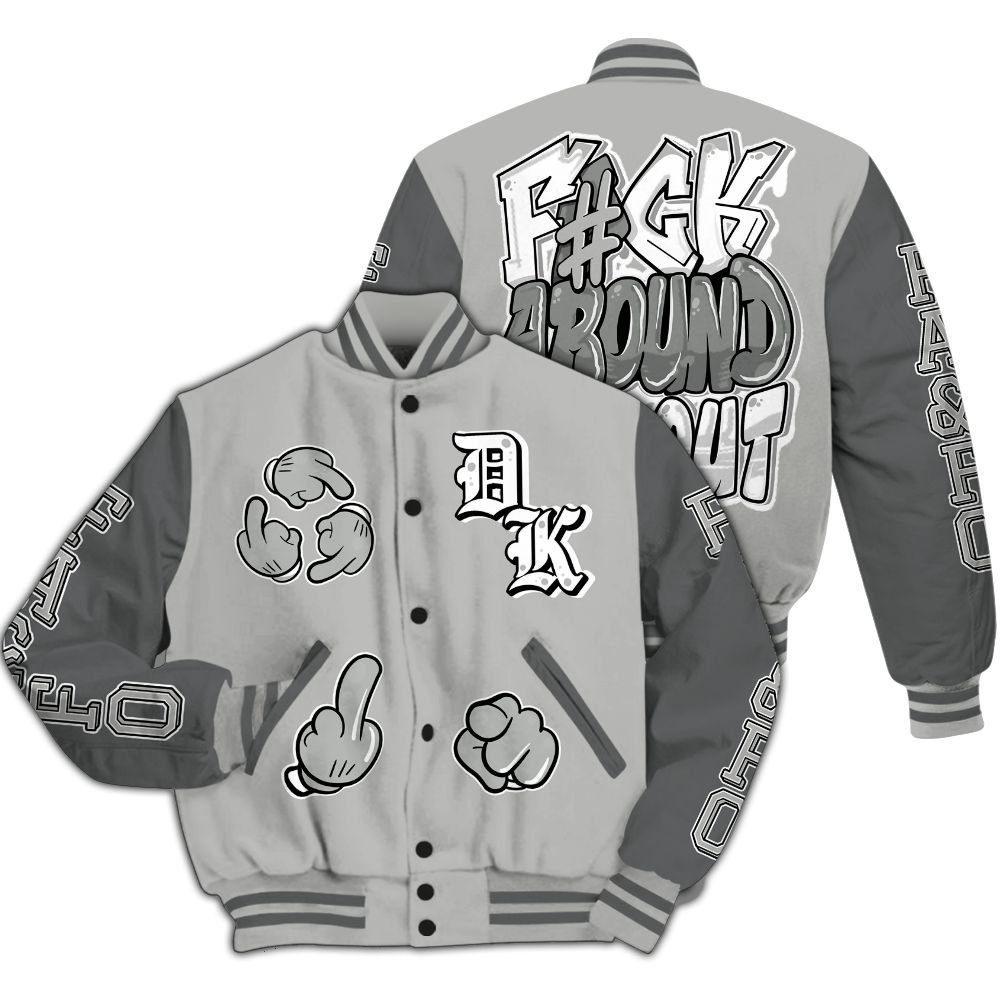 Varsity Jacket To Match Retro Wet Cement 4s - F Around Find Out Graphic All Over Print