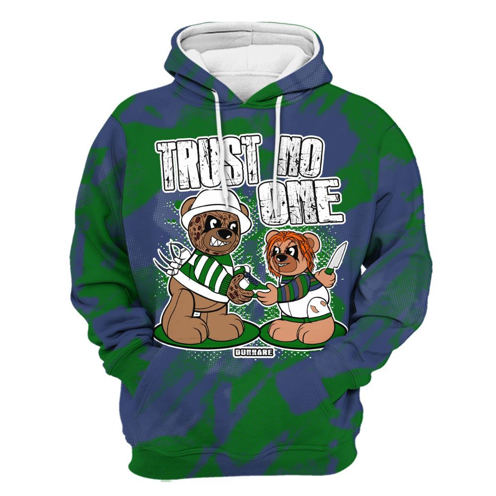 Hoodie To Match Midnight Navy 13s - Trust No One Bear Abstract Halftone All Over Print