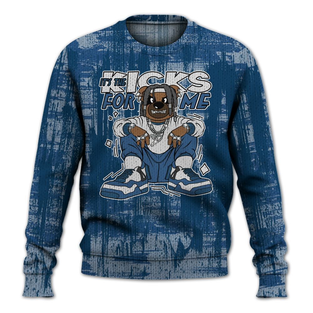 Knitted Sweater To Match High OG Midnight Navy 1s - Sneakers Bear Glitch Art