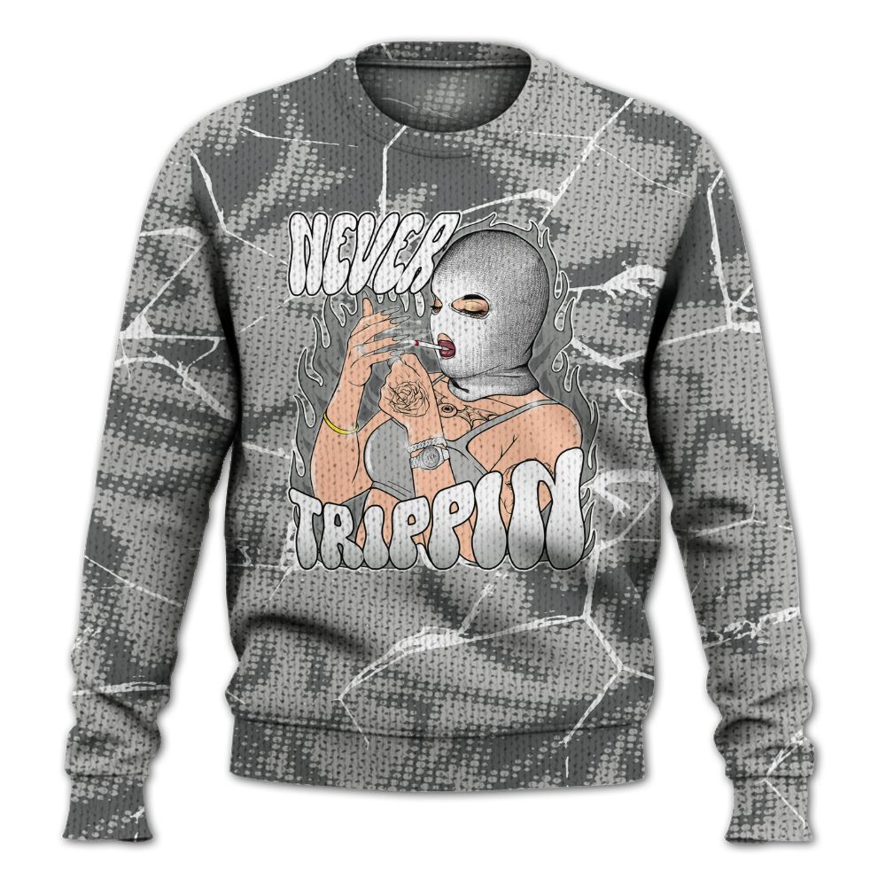 Knitted Sweater To Match Paris Cement Grey 4s - Ne'er Trippin' Unique Crack