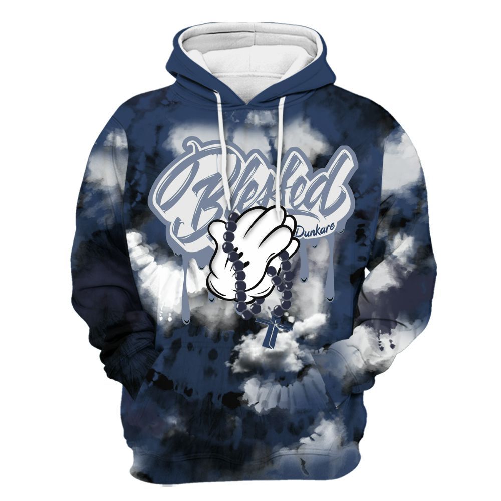 Hoodie To Match Low 85 Metallic Blue 1s - God Blessed Tie Dye All Over Print
