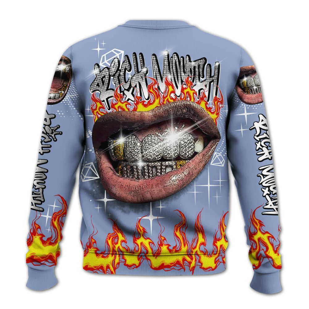 Sweatshirt To Match Retro Blue Grey 13s - Rich Mouth Fire Rap Retro 90s All Over Print