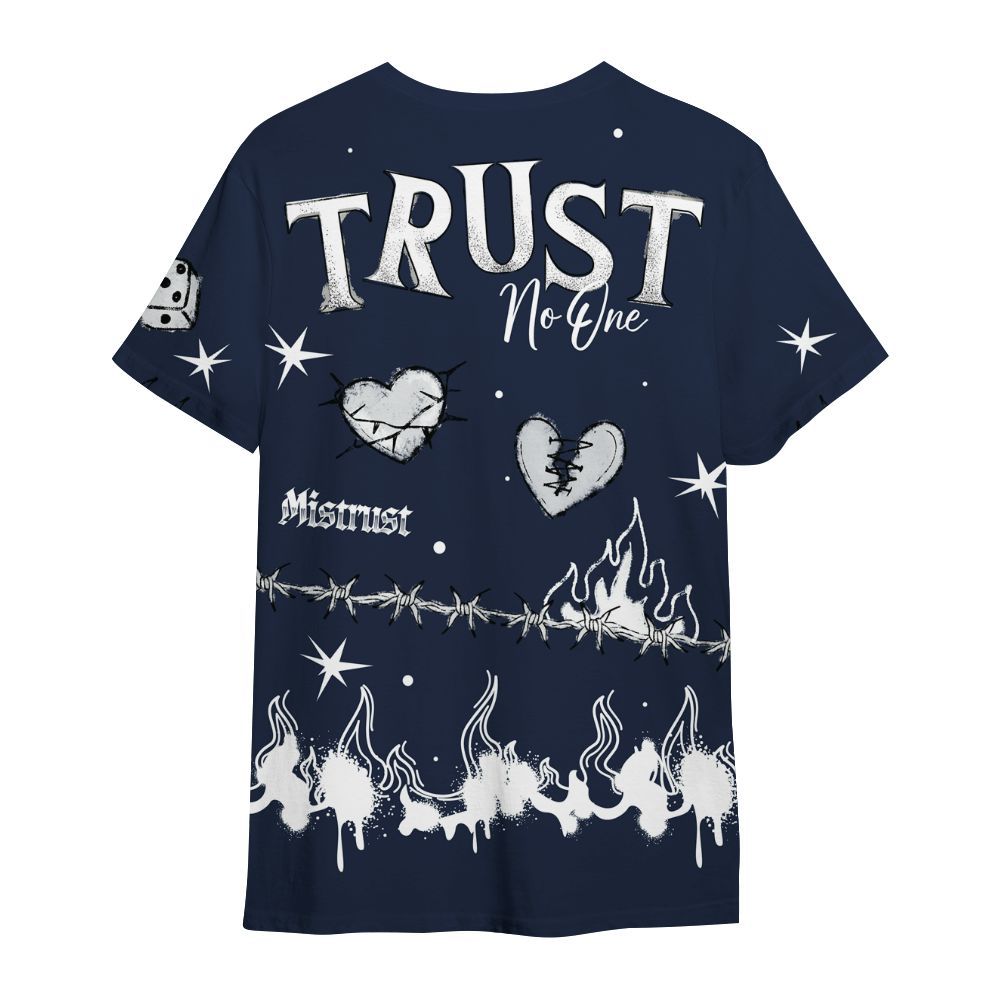 Shirt To Match Dunk Low White Midnight Navy - Trust No One Snake-Bite Doodle Crayon All Over Print