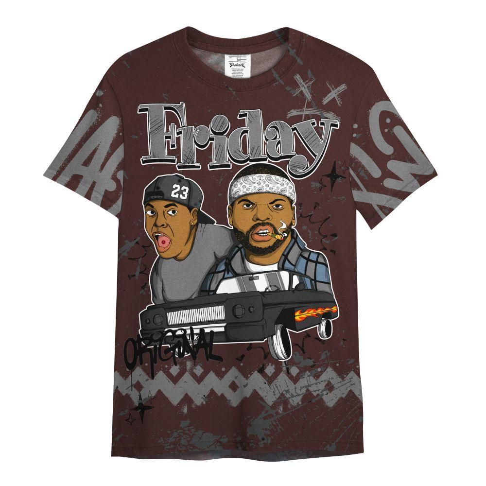 Shirt To Match Burgundy 5s - Friday Sneaker Crayon All Over Print