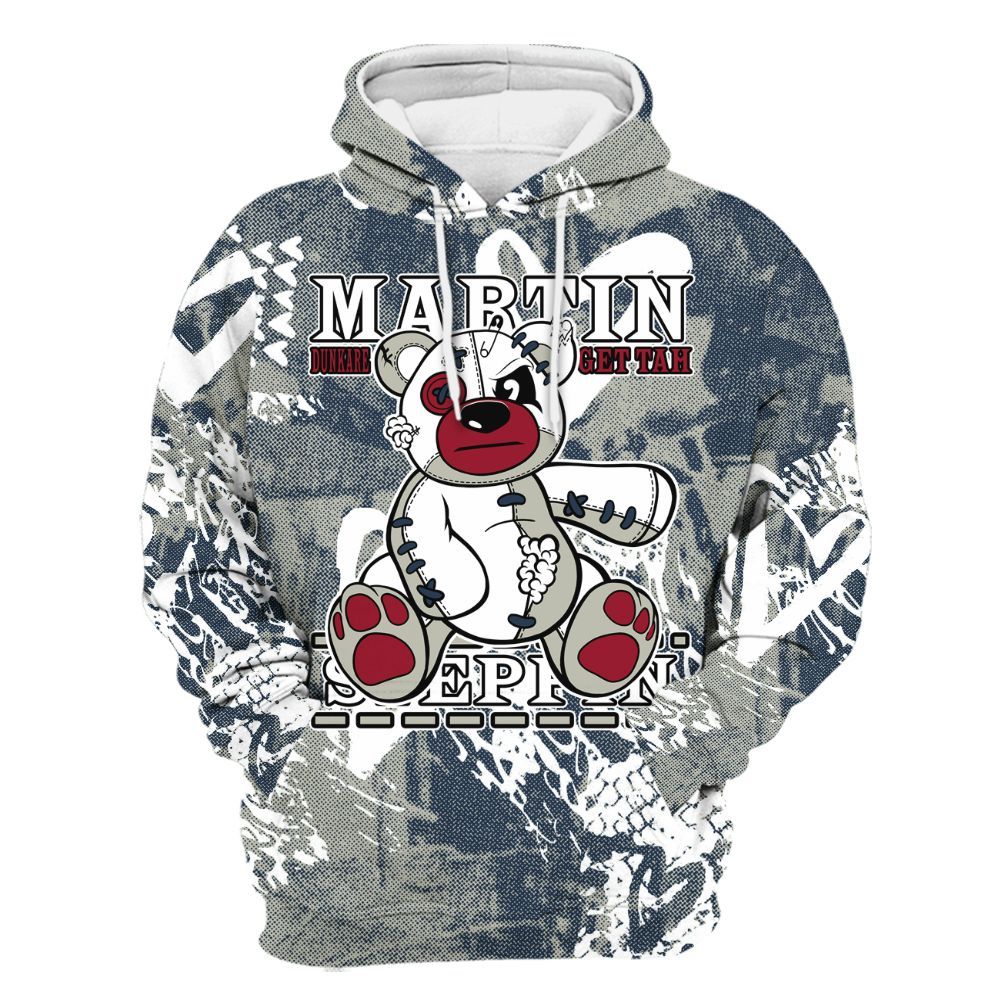 Hoodie To Match Navy Blue 2024 6s - Tah Steppin Bear Heart Grunge All Over Print
