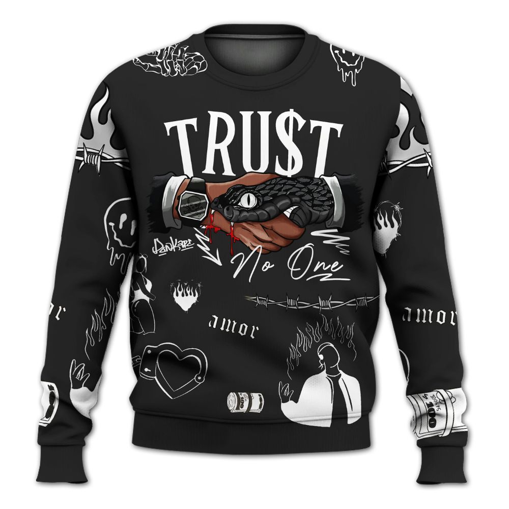 Sweatshirt To Match Black Cat NET 4s - Snake Trust No One All Over Print