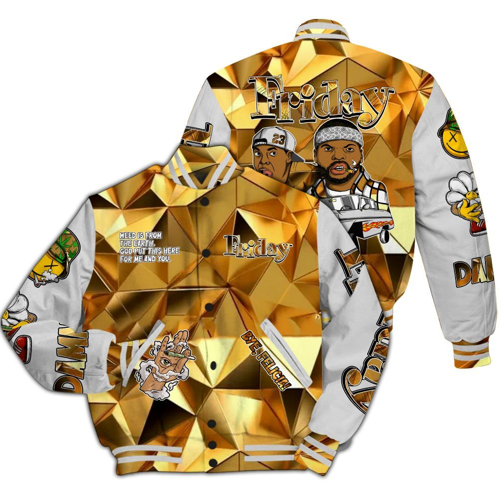 Varsity Jacket To Match NET Gold 4s - Friday Sneaker Stress Style All Over Print