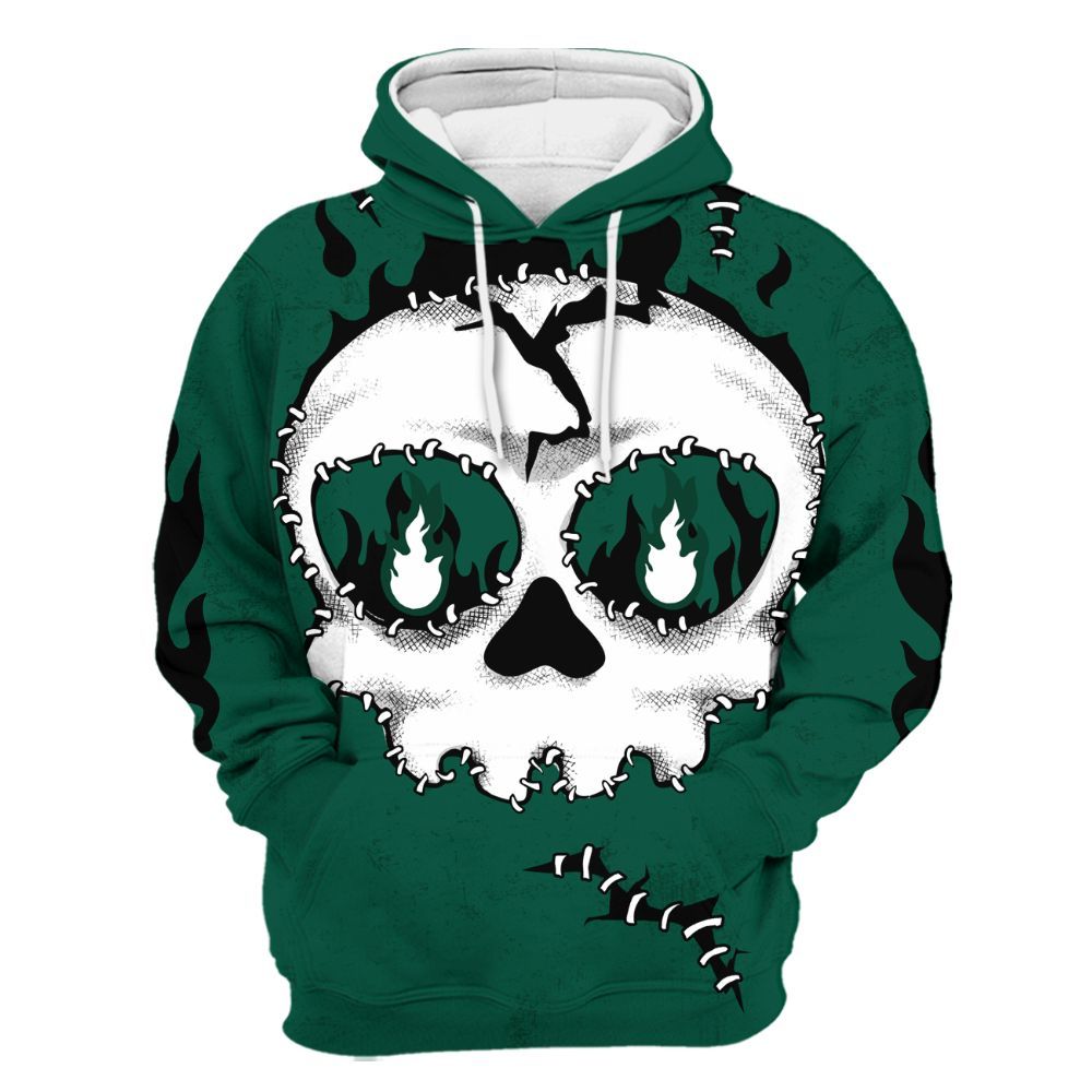 Hoodie To Match Oxidized Green 4s - Cracked Skull Stitches All Over Print