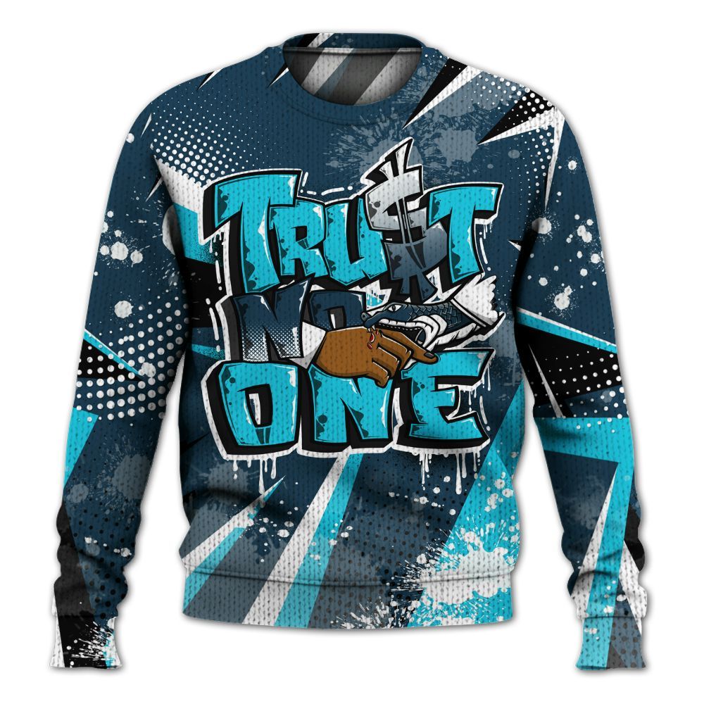 Knitted Sweater To Match Air Navy Baltic Blue - Poly Trust No One Dripping