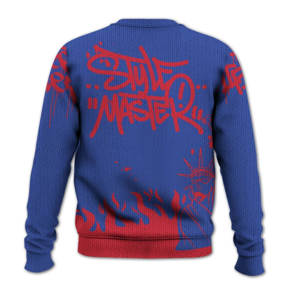 Knitted Sweater To Match Air Griffey Max USA Red White Blue 1s - Graphic Fck Around Find Out