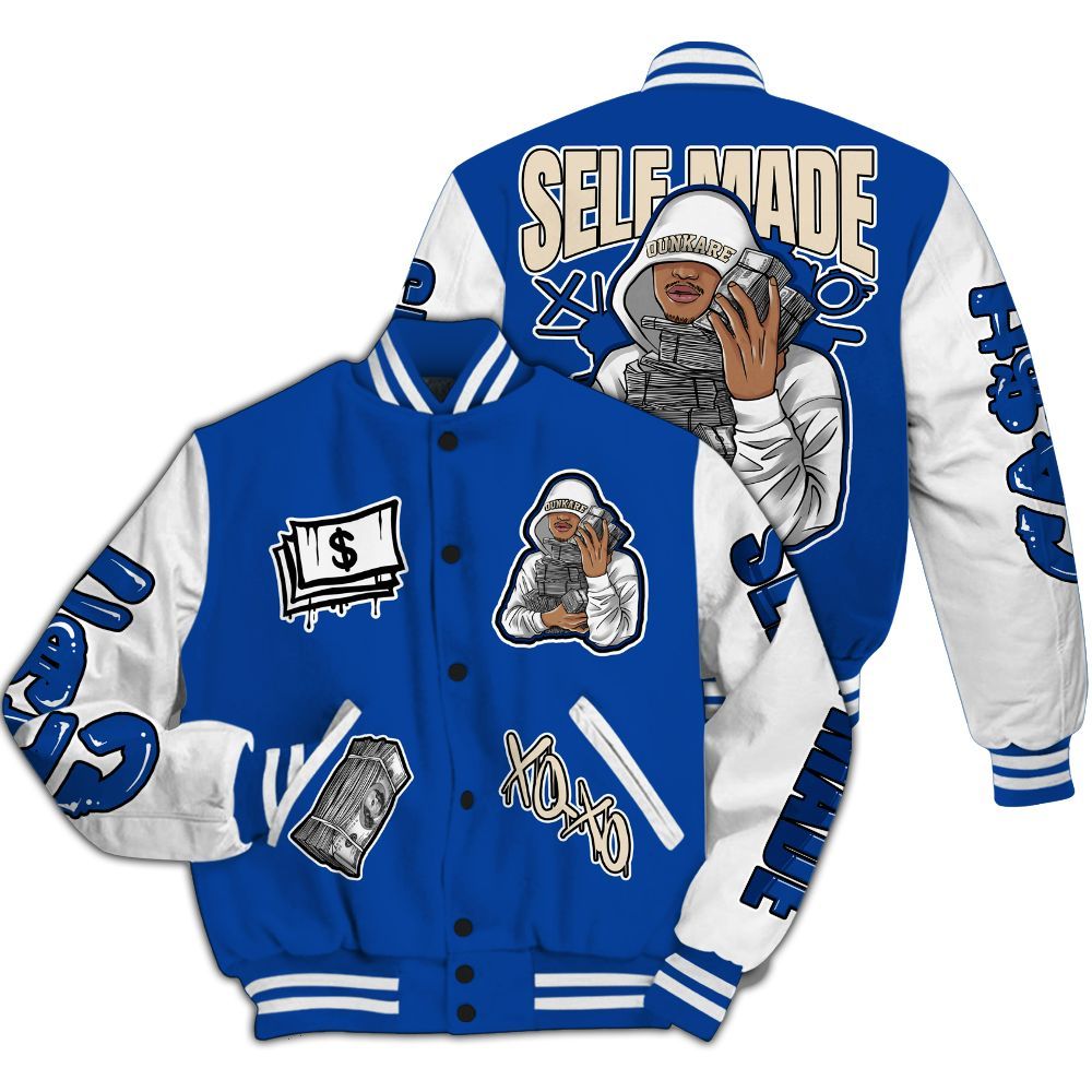 Varsity Jacket To Match Low Game Royal 1s - Selfmade Unique All Over Print