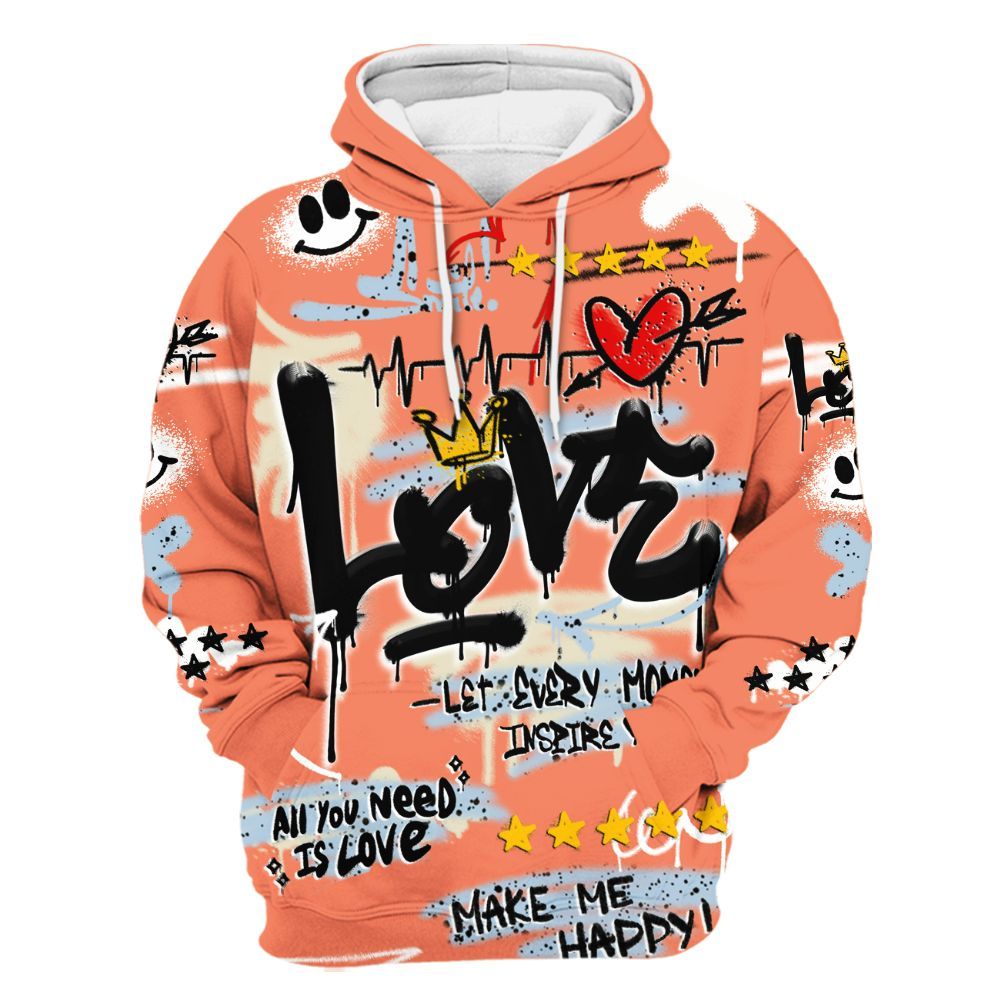 Hoodie To Match DJ Khaled Crimson Bliss 5s - Happy Love Beats Graffiti Streetwear All Over Print