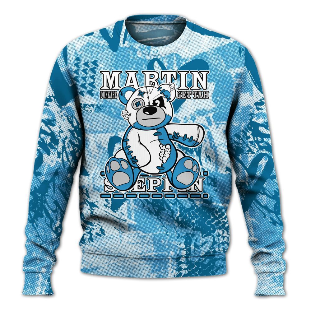 Sweatshirt To Match Powder Blue 9s - Tah Steppin Bear Heart Grunge All Over Print