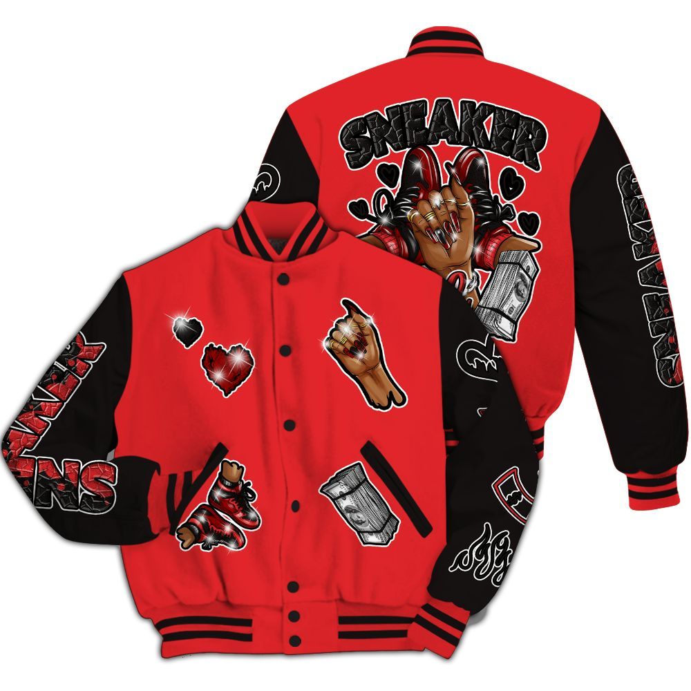 Varsity Jacket To Match Chile Red 9s - Sneakerz Girlz All Over Print