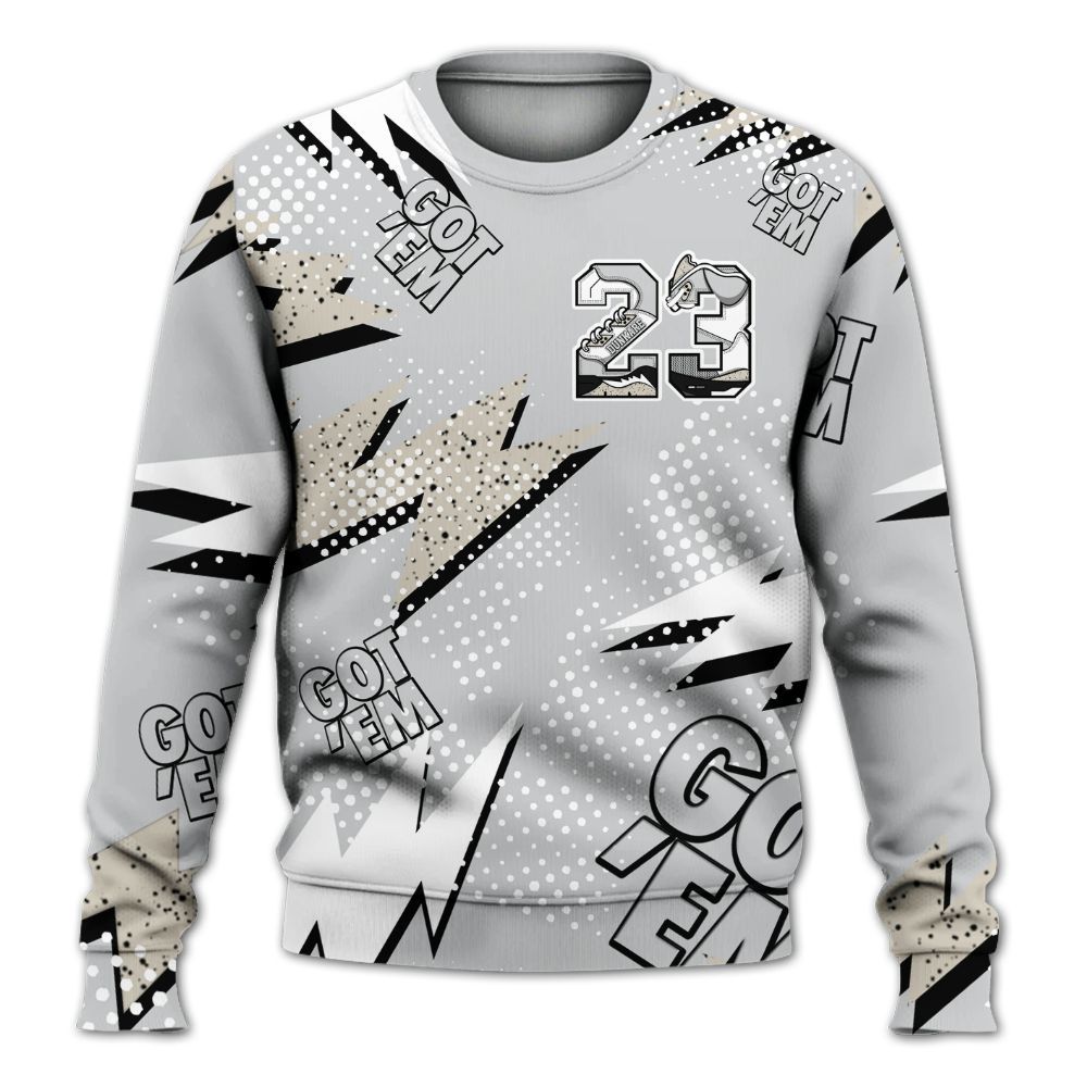 Sweatshirt To Match Metallic Silver 2024 5s - Custom Name Number 23 5s All Over Print