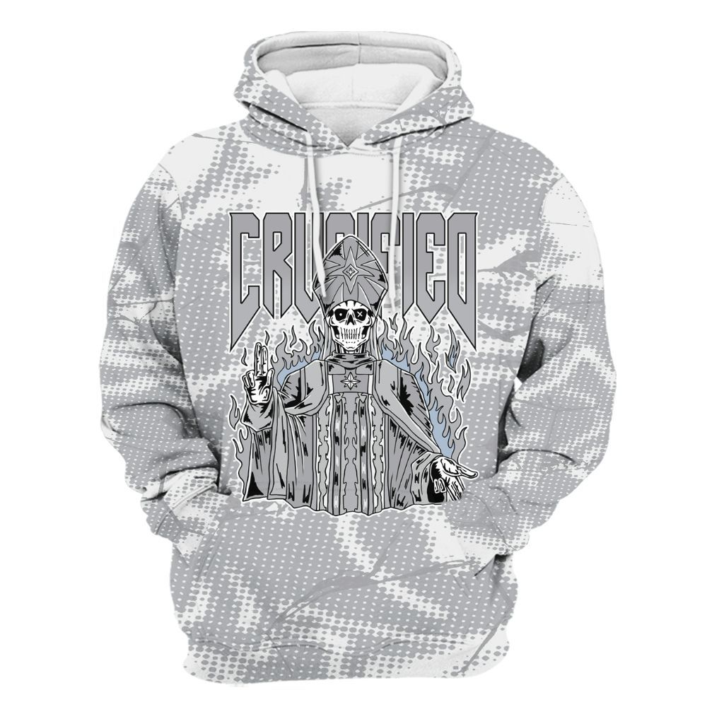 Hoodie To Match Low OG Wolf Grey 1s - Crucified Skeleton Crack All Over Print