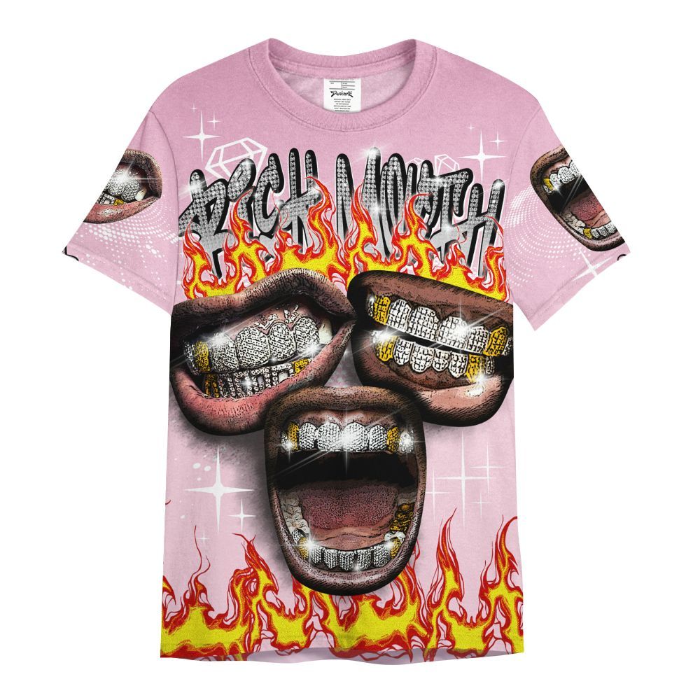Shirt To Match Orchid 4s - Rich Mouth Fire Rap Retro 90s All Over Print