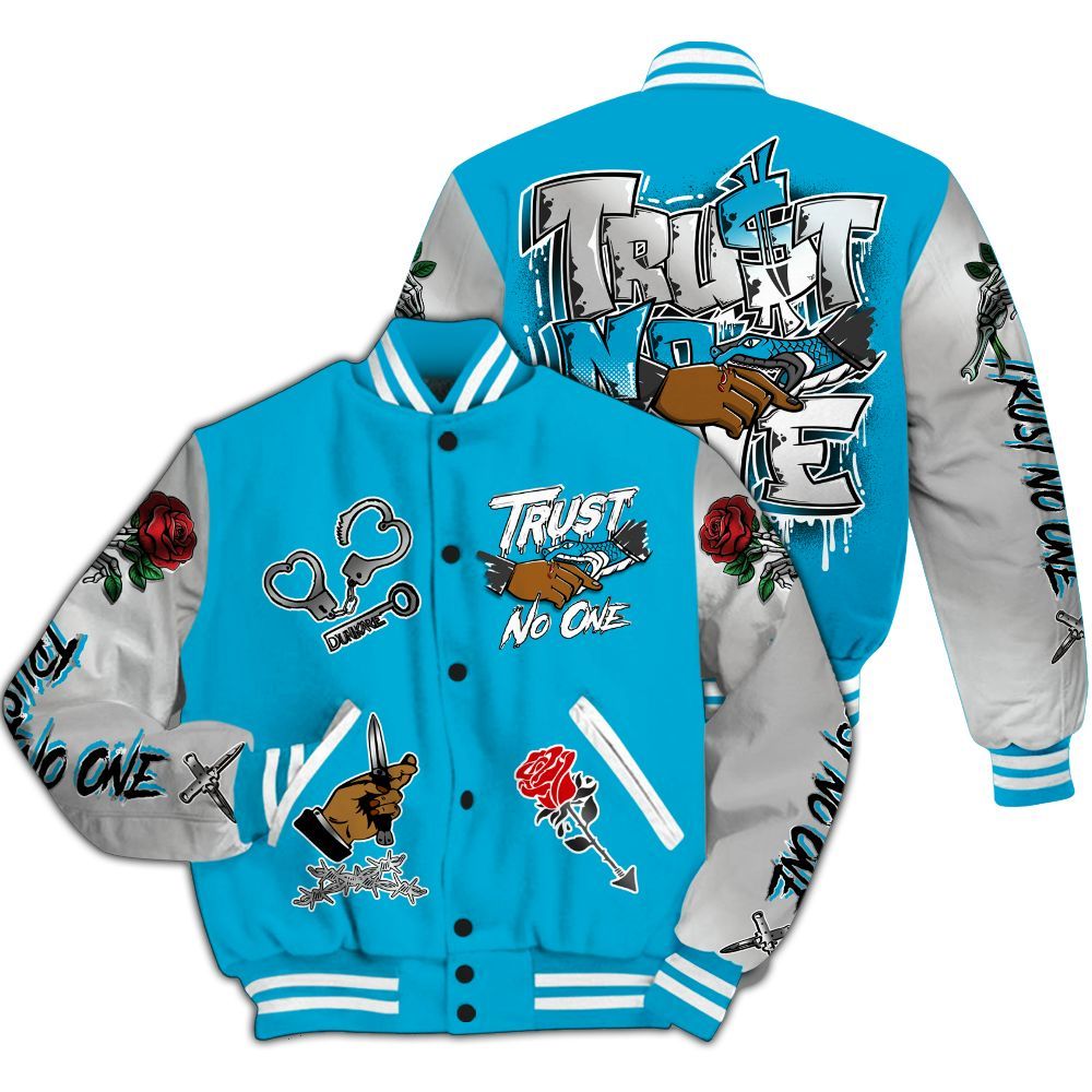 Varsity Jacket To Match Ja 3 Jurassic Park Metallic Silver - Trust No One Dripping All Over Print