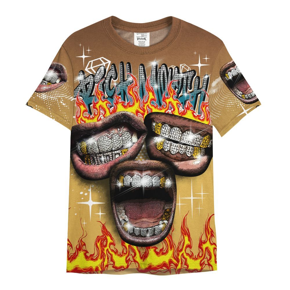 Shirt To Match Retro Cacao Wow 4s - Rich Mouth Fire Rap Retro 90s All Over Print