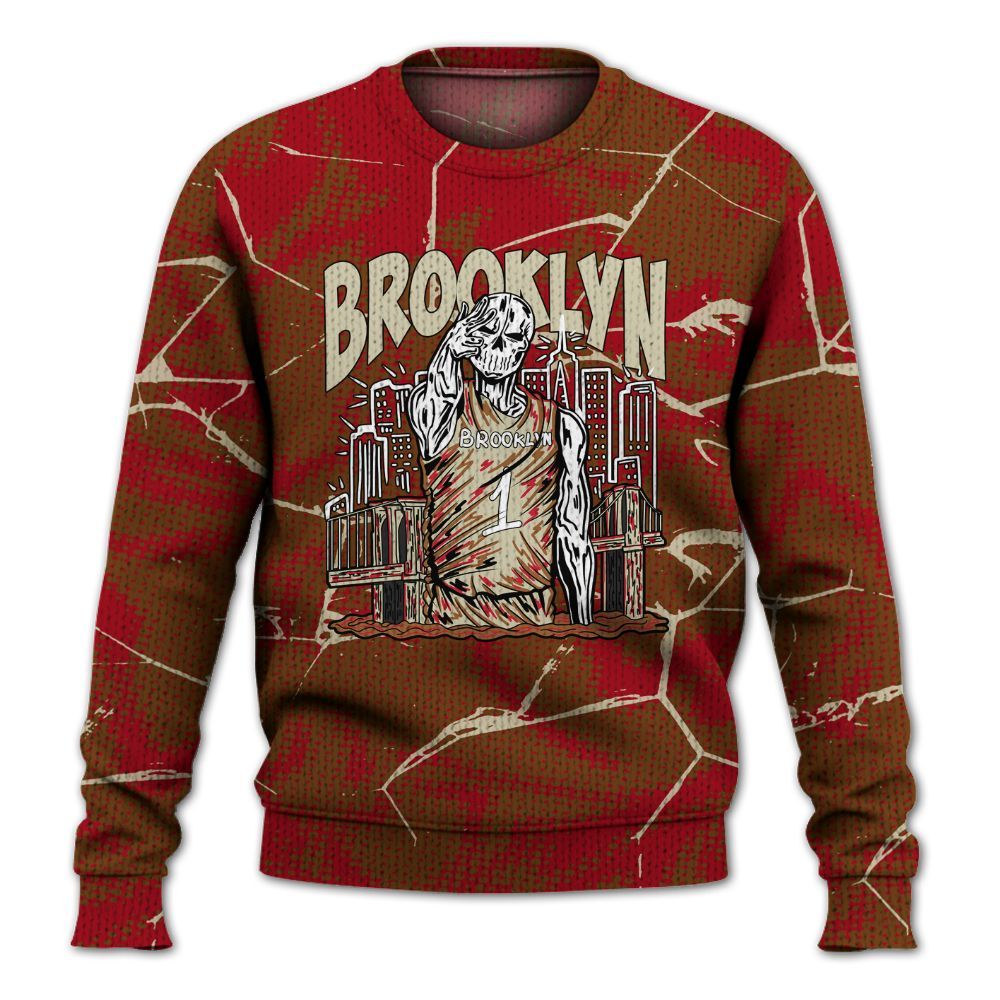 Knitted Sweater To Match Archaeo Brown 5s - Brooklyn's Skeleton Crack
