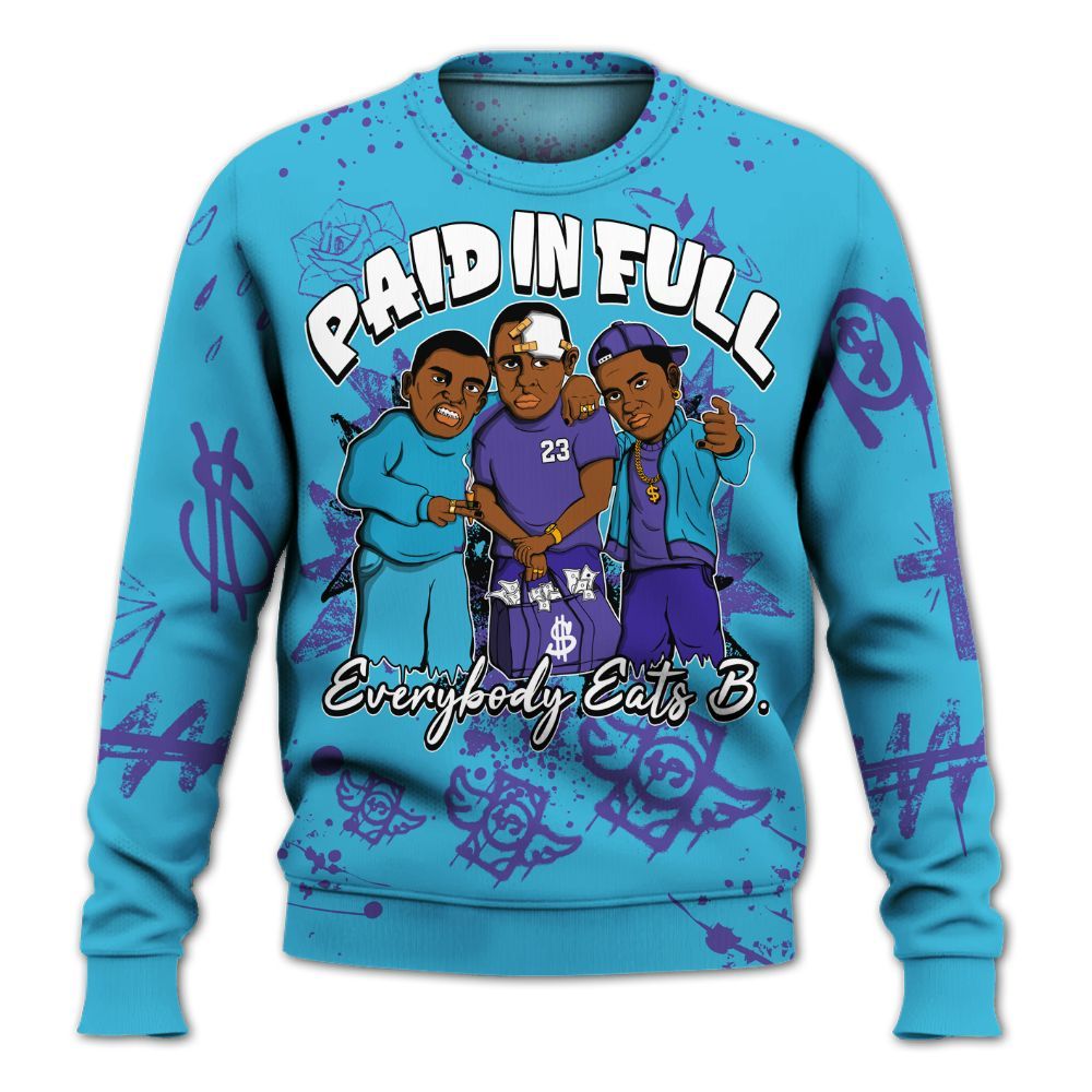 Sweatshirt To Match Retro Aqua 6s - Everybody Paid In Full Crayon All Over Print