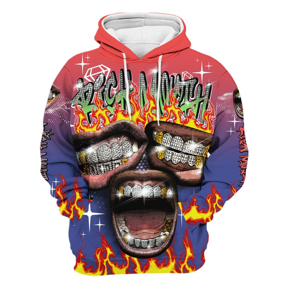 Hoodie To Match KD 4 Nerf - Rich Mouth Fire Rap Retro 90s All Over Print