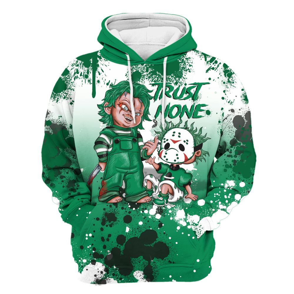 Hoodie To Match Mid Lucky Green 1s - Trust No One Scary All Over Print