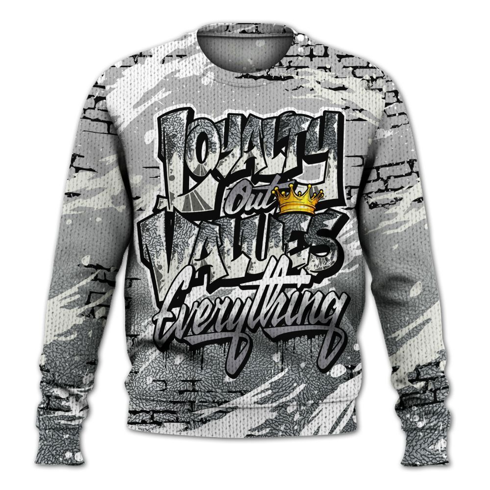 Sweater To Match Cement Grey Silver 3s - Values Of Loyalty Graphic