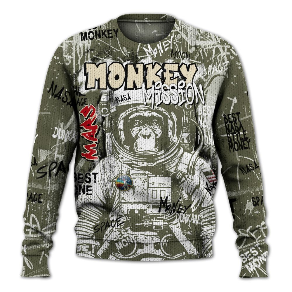 Knitted Sweater To Match Travis Scott Low OG Medium Olive 1s - Monkey Misson Space