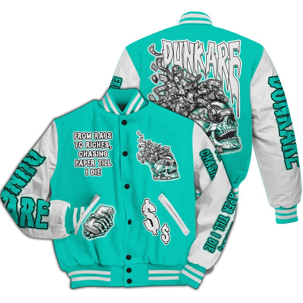 Varsity Jacket To Match Dunk Low Clear Jade - From Rags To Riches All Over Print